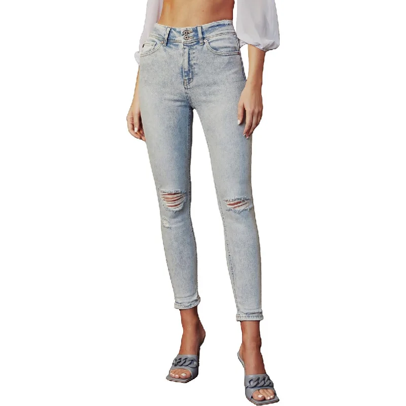 Juniors Womens High Rise Distressed Skinny Jeans Cozy Relaxed Fit Jeans