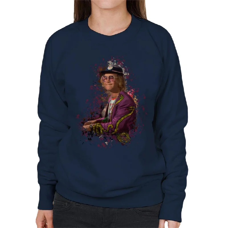 TV Times Elton John At The Piano Women's Sweatshirt Hoodie with Typography Text Message TV Times Elton John At The Piano Women's Sweatshirt Hoodie with Typography Text Message