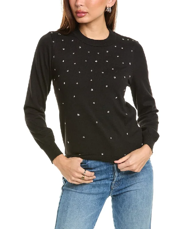 Nanette Nanette Lepore Studded Sweater Solid Color Striped Floral Print