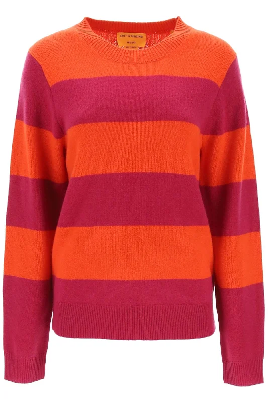 striped cashmere sweater U11210JM MAGENTA CHERRY Cable Knit Ribbed Knit Lace Knit