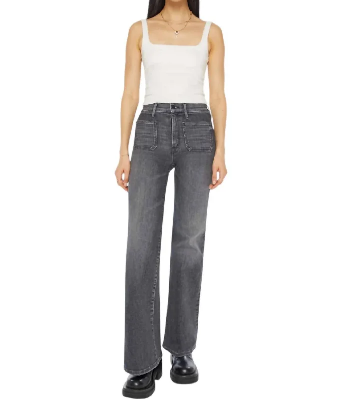 Patch Pocket Twister Sneak Jeans In Up In Smoke Stylish Stone-Wash Denim Jeans