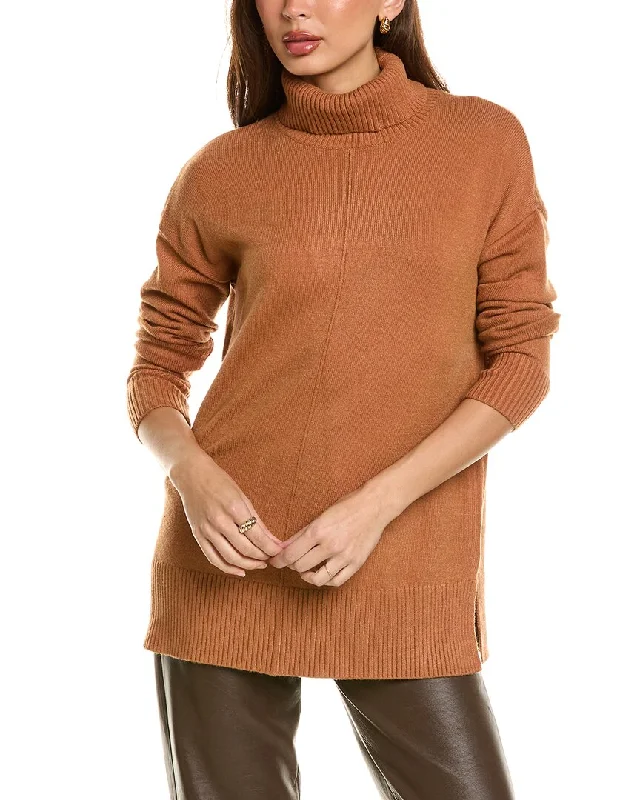 Joan Vass Turtleneck Sweater Spandex Blend Rayon Blend Denim Blend