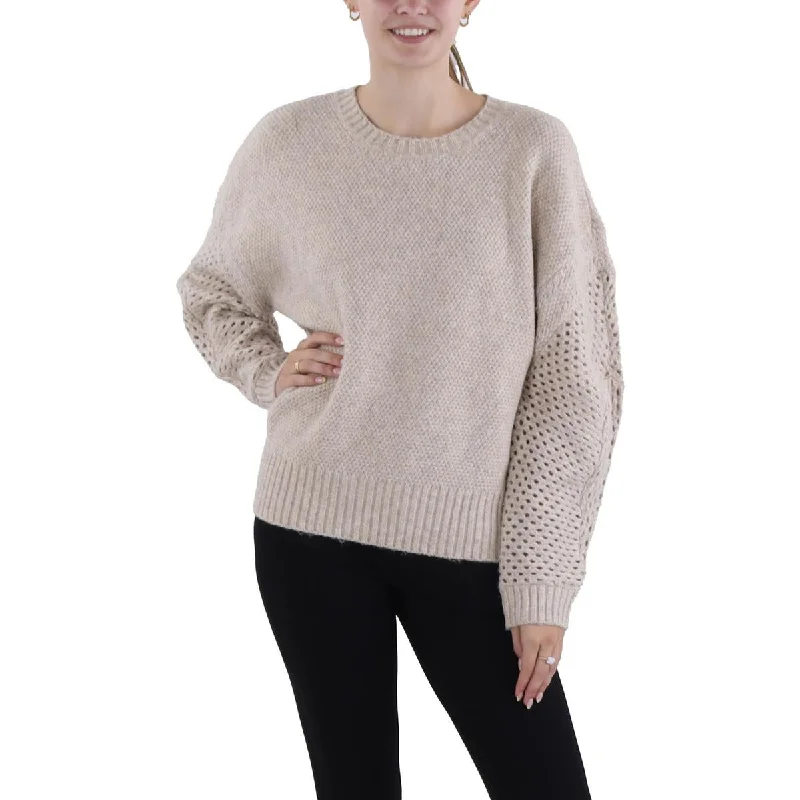 Womens Wool Blend Mix Stitch Pullover Sweater Machine Wash Dry Clean Hand Wash