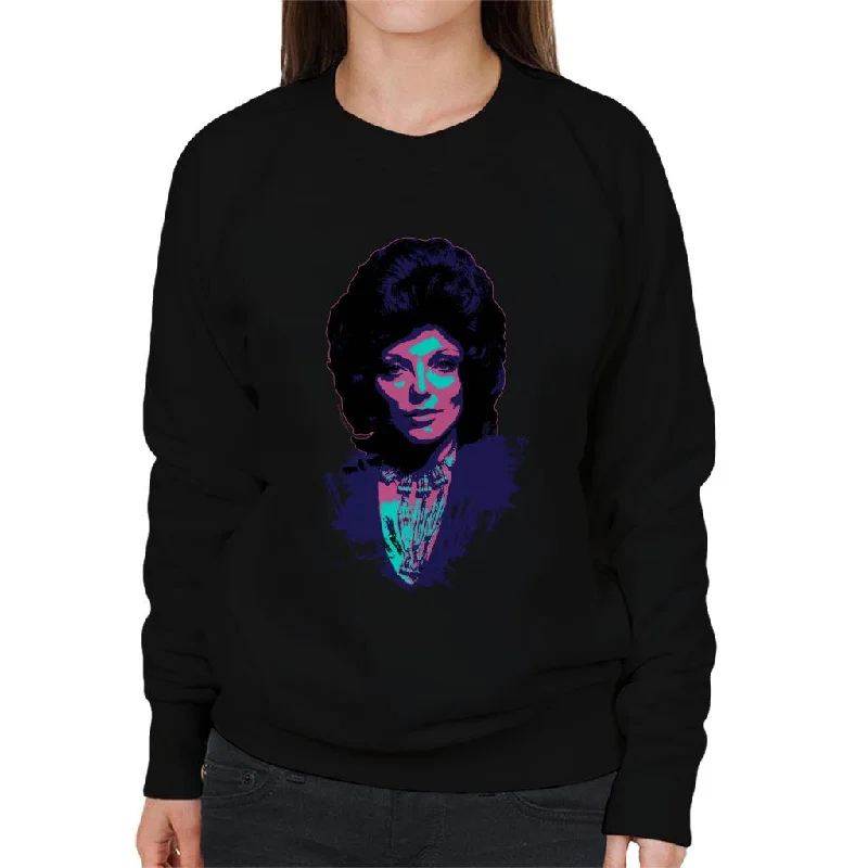 TV Times Joan Collins 1971 Paint Splatter Pop Art Stylised Women's Sweatshirt Hoodie with Magnetic Closure Innovative Modern TV Times Joan Collins 1971 Paint Splatter Pop Art Stylised Women's Sweatshirt Hoodie with Magnetic Closure Innovative Modern