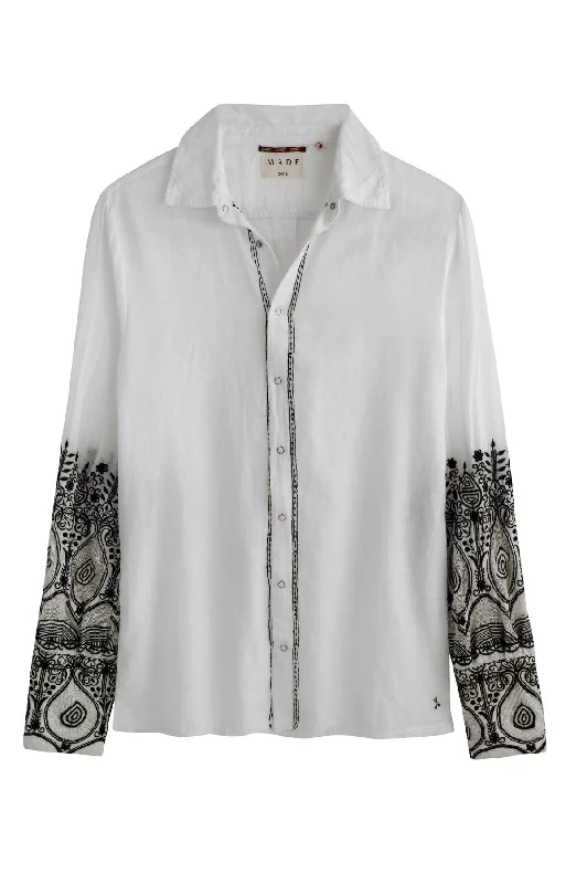 White Victorian  Embroidered Blouse Chic Off-Shoulder Blouse