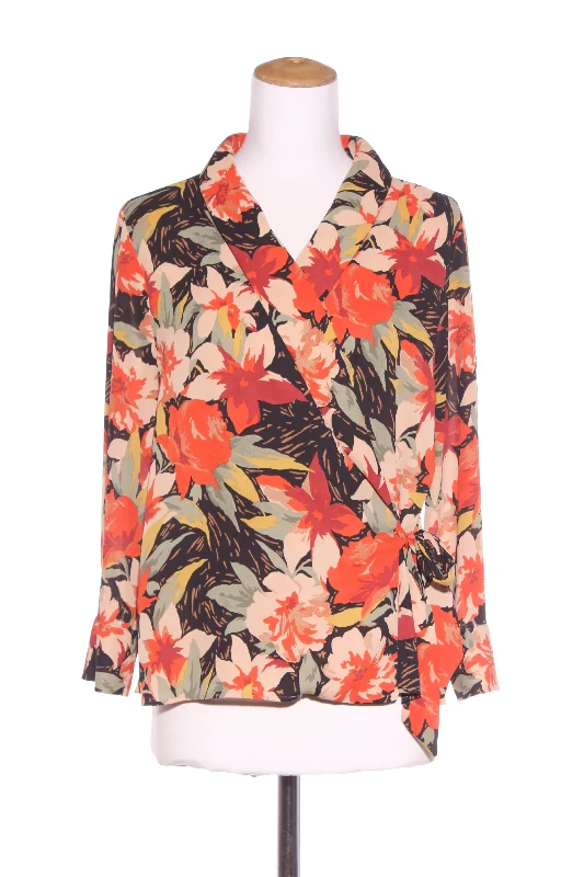 ZARA - Floral print wrap blouse! 12-14 Soft Pastel Blouse