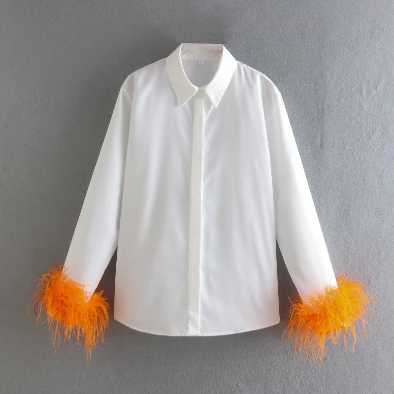 Cuffs Womens Blouses Asymmetric Hem Blouse