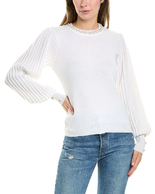Nanette Nanette Lepore Pleated Sleeve Sweater Nylon Fabric Polyester Fabric Spandex Fabric
