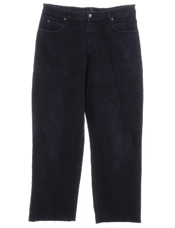 Label Tapered Cropped Jeans Comfortable Full-Length Denim Jeans
