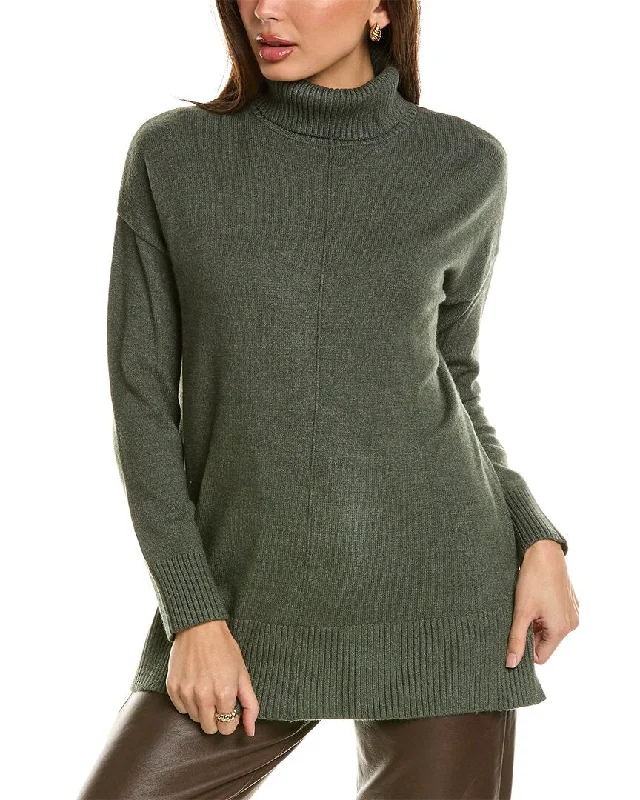 Joan Vass Turtleneck Sweater Print Jacquard Patchwork