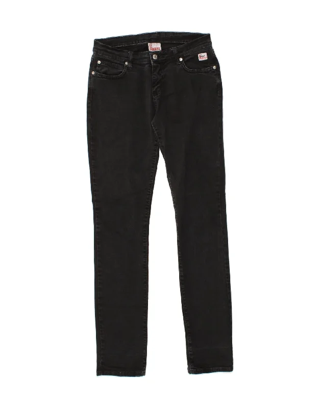 ROY ROGERS Womens Slim Jeans W30 L33  Black Cotton Trendy Layered Pocket Jeans