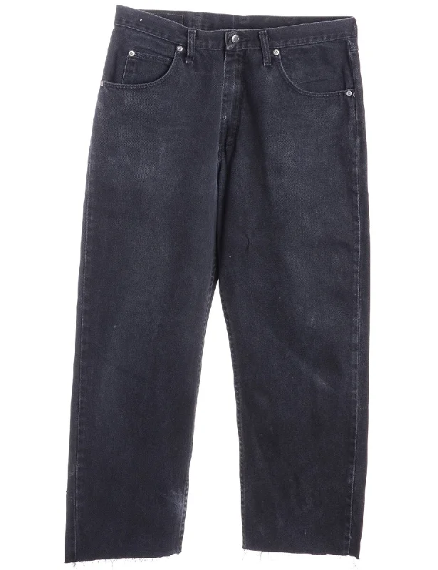 Label Tapered Cropped Jeans Comfortable Distressed Straight-Leg Jeans