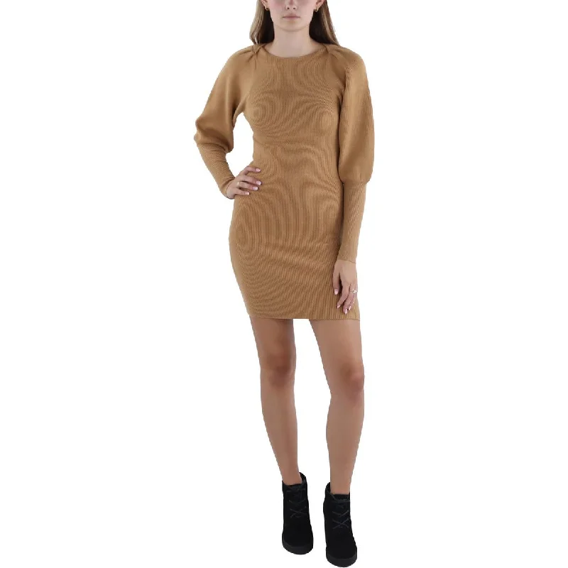 Womens Knit Above Knee Sweaterdress Zippered Buttoned Snapped