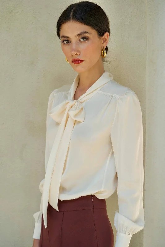 Lena Silk Blouse Chic Off-Shoulder Blouse