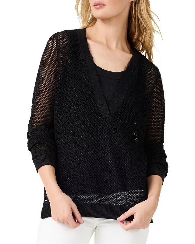 Nic+Zoe Mesh Stitch Sweater Neon Metallic Matte