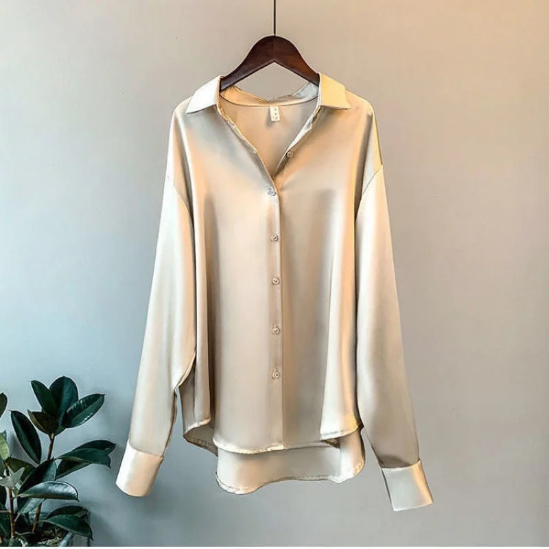 Silk Shirt Vintage Blouse Satin Bow Blouse