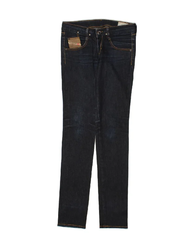 DIESEL Womens Clush Slim Jeans W26 L34  Navy Blue Cotton Trendy Low-Rise Slim Jeans