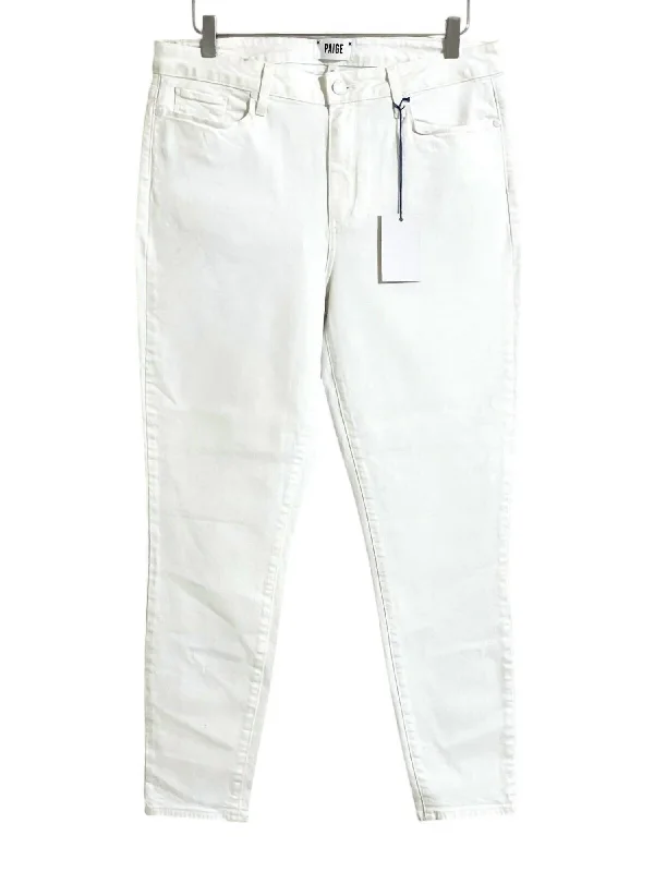 Women's Hoxton Ankle Skinny Stretch Jeans In White Chic Faded Blue Jeans