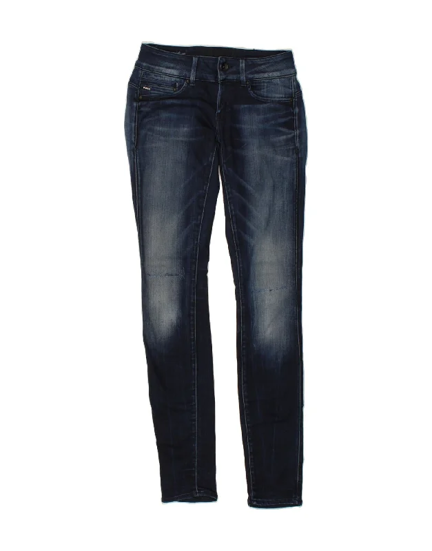 G-STAR Womens Midge Mid Rise Skinny Jeans W27 L33 Navy Blue Fashionable Button-Front Jeans G-STAR Womens Midge Mid Rise Skinny Jeans W27 L33 Navy Blue Fashionable Button-Front Jeans