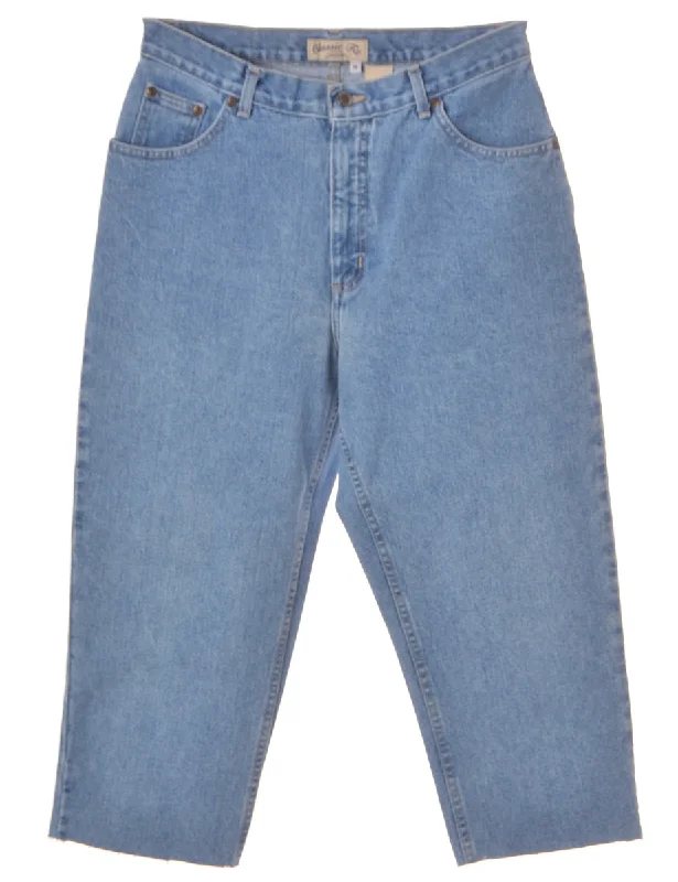 Label Tapered Men's Cropped Jeans Comfortable Stretch Denim Jeans