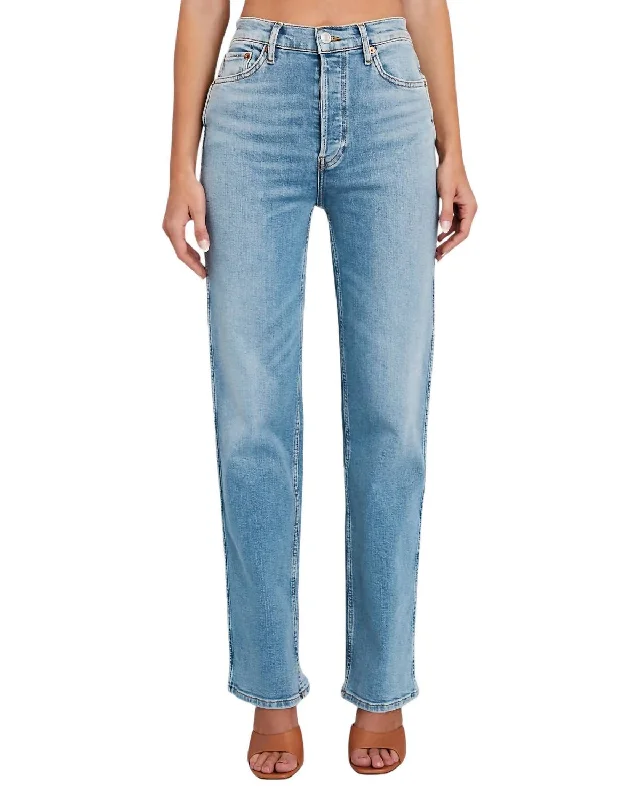 90's High Rise Loose Jean In Rio Fade Comfortable Distressed Straight-Leg Jeans