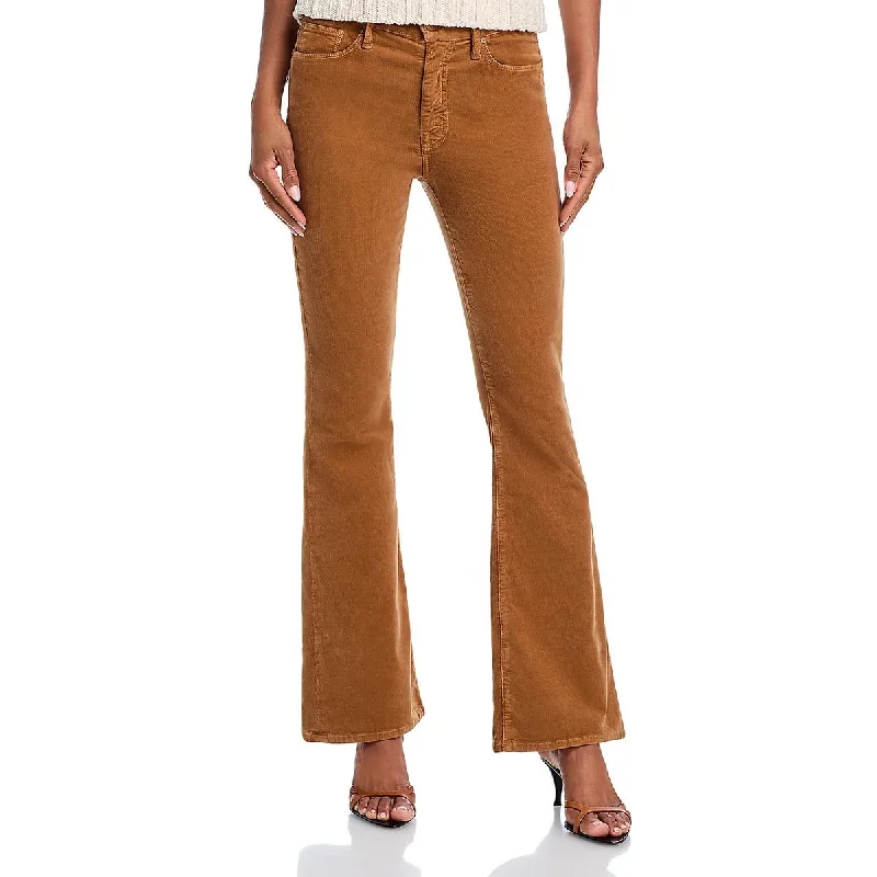 Womens High Rise Corduroy Flared Jeans Fashionable Vintage Wash Jeans
