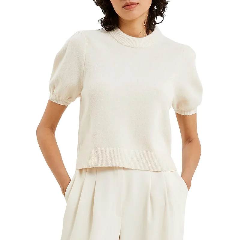 Vhari Womens Crewneck Short Sleeve Pullover Sweater Elegant Classic Vintage
