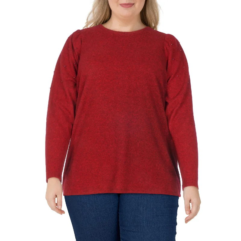 lily morgan Women's Plus Round Neck Blouse Flowy Bohemian Blouse
