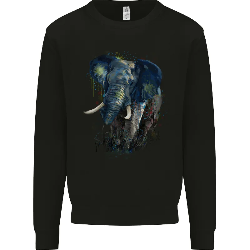 A Big Elephant Watercolour Mens Sweatshirt Jumper Graphic Hoodie Design Print