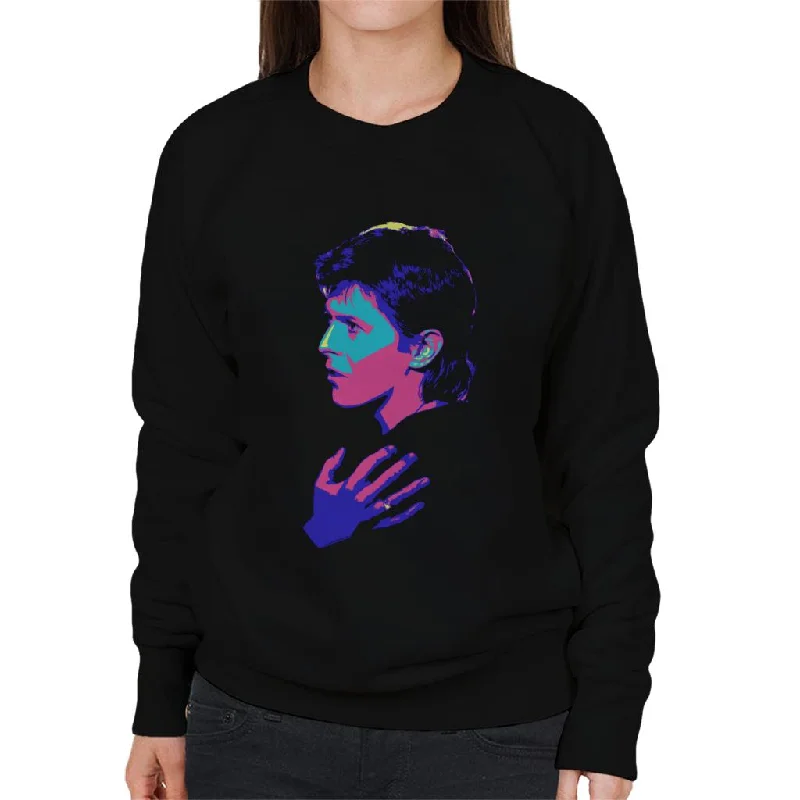 TV Times Singer David Bowie 1977 Pop Art Stylised Women's Sweatshirt Hoodie with Contrast Stitching Detailed Premium TV Times Singer David Bowie 1977 Pop Art Stylised Women's Sweatshirt Hoodie with Contrast Stitching Detailed Premium