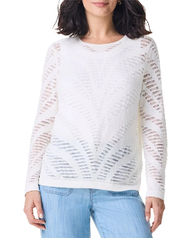Nic+Zoe Placed Pointelle Sweater Cotton Fabric Linen Fabric Terry Fabric