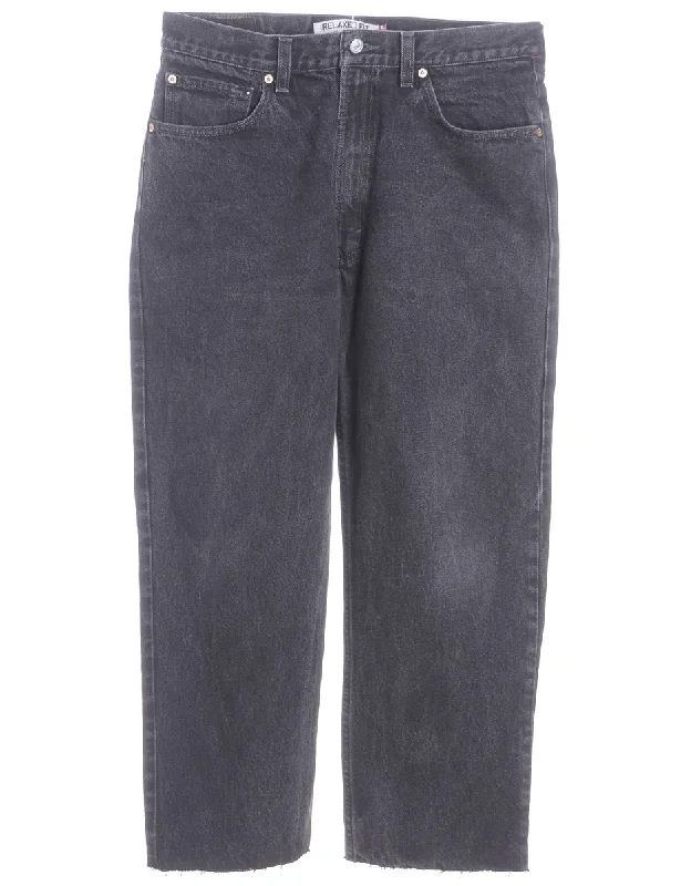 Label Tapered Cropped Jeans Comfortable Mid-Rise Jeans