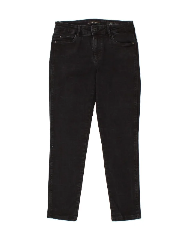 GUESS Womens Curve Mid Rise Skinny Jeans W27 L26  Navy Blue Casual Distressed Denim Jeans