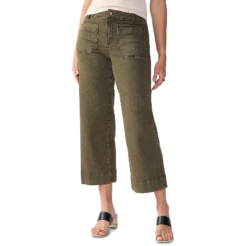 Womens Cropped Wide Leg Cropped Jeans Chic Ripped Jeans