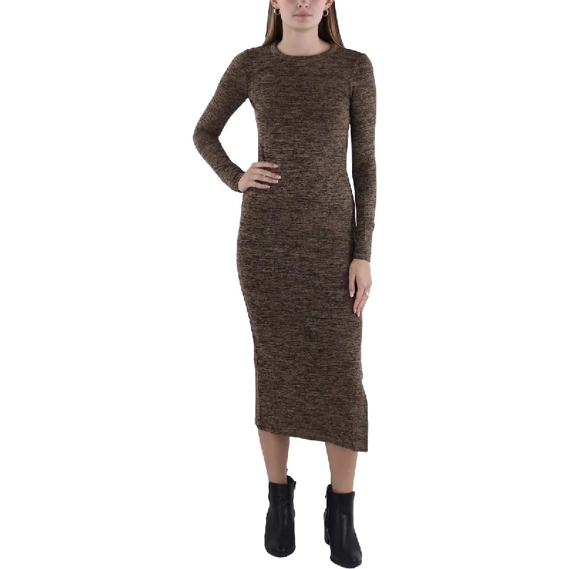 Womens Knit Tea Length Sweaterdress Mesh Fabric Canvas Fabric Denim Fabric