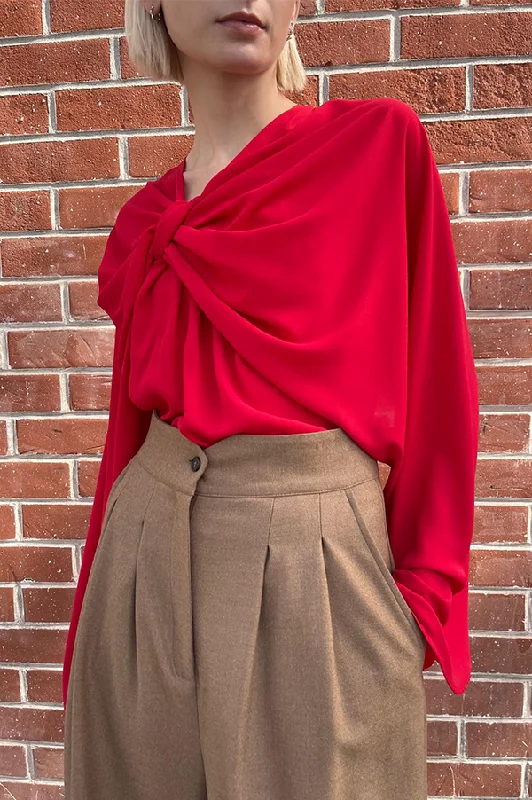 Leni Blouse in Vermillion Lightweight Floral Blouse