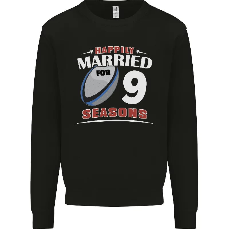 9 Year Wedding Anniversary 9th Rugby Mens Sweatshirt Jumper Hoodie with Raglan Sleeves Sporty Comfortable 9 Year Wedding Anniversary 9th Rugby Mens Sweatshirt Jumper Hoodie with Raglan Sleeves Sporty Comfortable