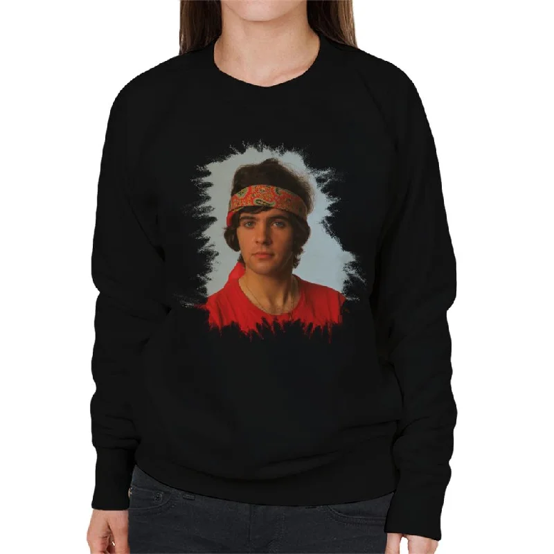 TV Times David Essex Bandana Portrait Women's Sweatshirt Hoodie with Pastel Soft Subtle TV Times David Essex Bandana Portrait Women's Sweatshirt Hoodie with Pastel Soft Subtle