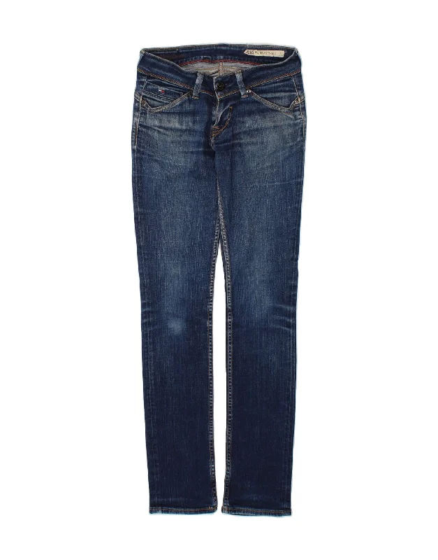 TOMMY HILFIGER Womens Victoria Straight Jeans W28 L34 Blue Cotton Fashionable Raw Hemmed Jeans TOMMY HILFIGER Womens Victoria Straight Jeans W28 L34 Blue Cotton Fashionable Raw Hemmed Jeans