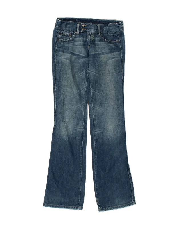 BENETTON Womens Bootcut Jeans W26 L32 Blue Cotton Stylish Relaxed Fit Skinny Jeans