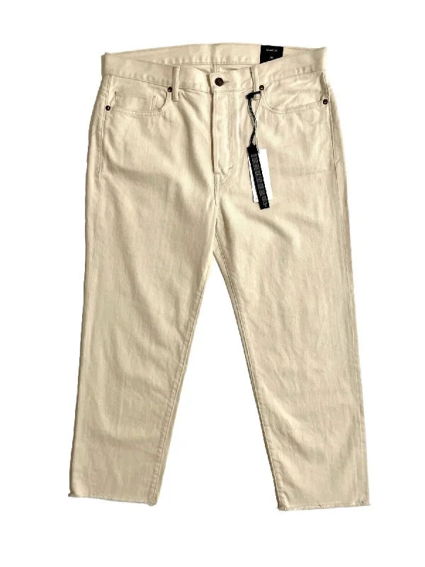 Women's Union Slouch Straight Jeans In Ivory Stylish Slim Fit Denim