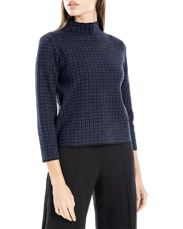 Max Studio High Neck Sweater Real Fur Shearling Chenille