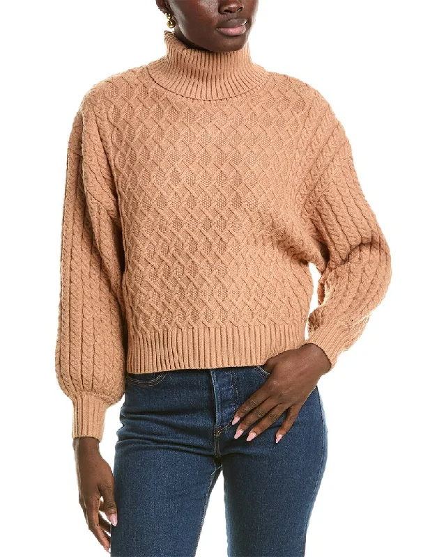 T Tahari Balloon Sleeve Turtleneck Sweater Layered Multi-layer Single Layer
