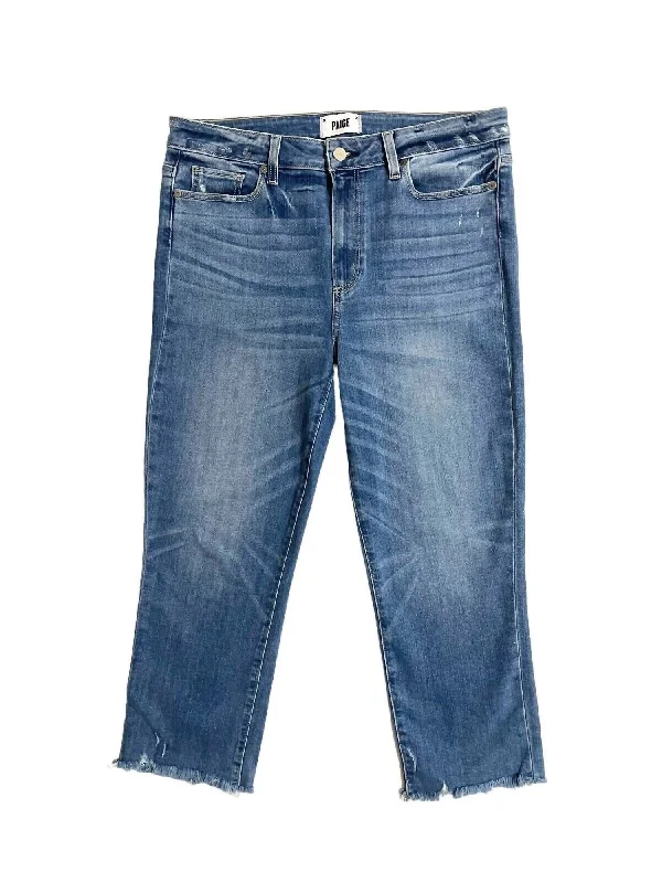 Women's Hoxton Straight Crop Jeans In Blue Trendy Pleated Waist Jeans