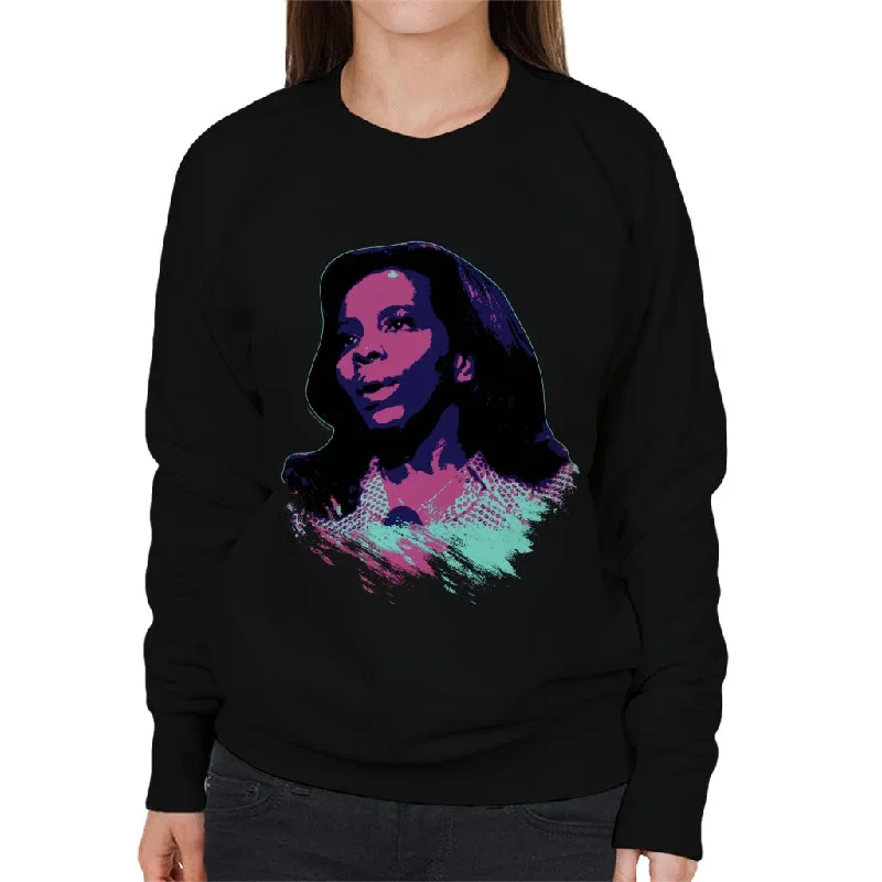 TV Times Soul Singer Gladys Knight 1971 Pop Art Stylised Women's Sweatshirt Hoodie with Stripes Bold Sporty TV Times Soul Singer Gladys Knight 1971 Pop Art Stylised Women's Sweatshirt Hoodie with Stripes Bold Sporty