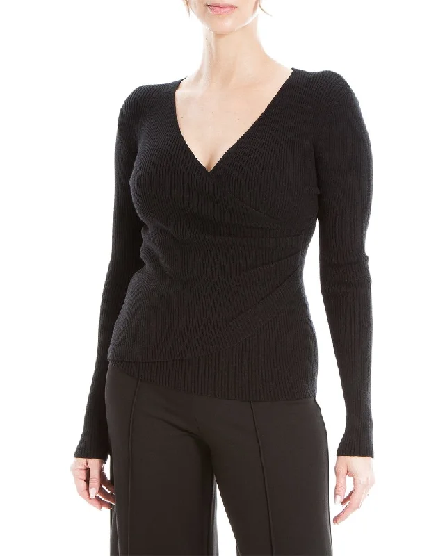 Max Studio Faux Wrap Sweater Graphic Sweater Embroidered Appliqued