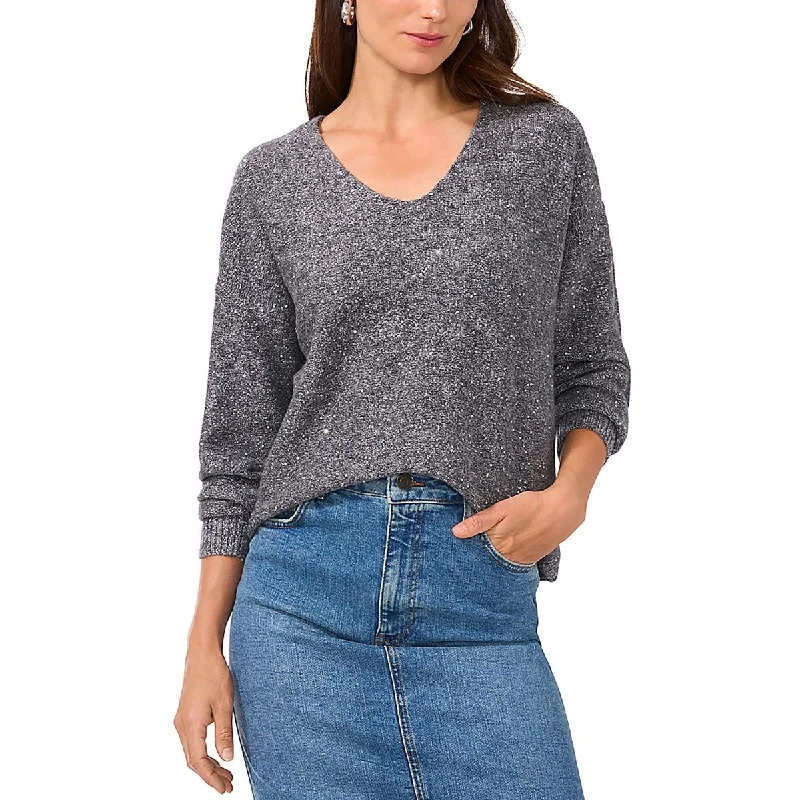 Womens Knit Sequined Pullover Sweater Fleece Sweater Nylon Polyester