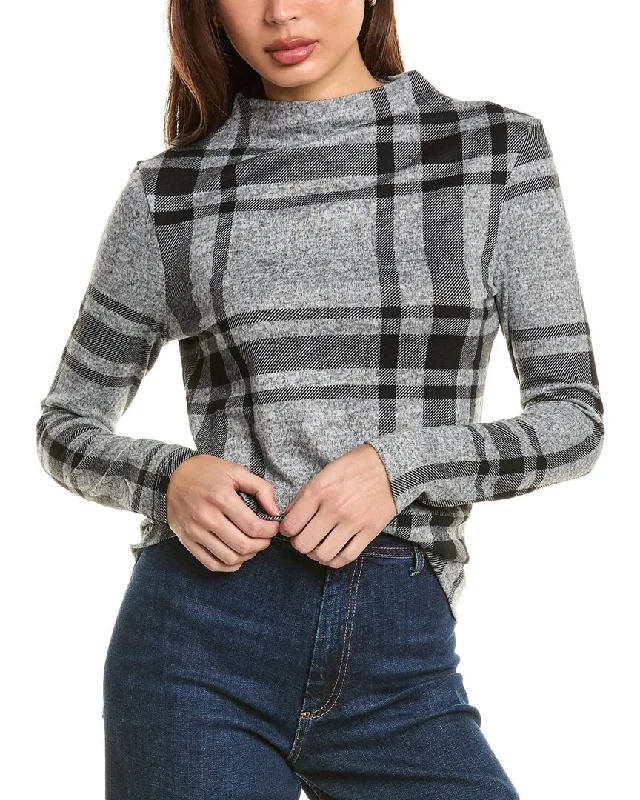 Beachlunchlounge Shaylah Check Sweater Solid Print Embellished