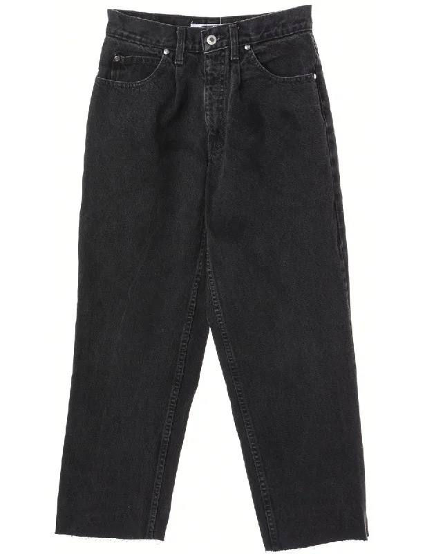 Label Tapered Cropped Jeans Trendy Button-Up High-Waist Jeans