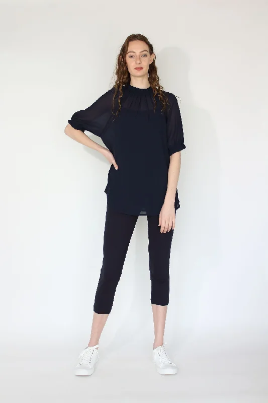 Jaclyn M Ashley Blouse - midnight Ruffled Neck Blouse